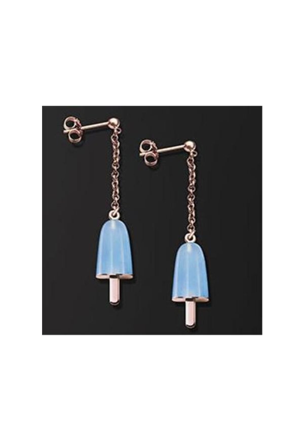 AMBROSINI JEWELS -  ORECCHINI ARGENTO 925°  ghiacciolo finitura rosé pietra azzurra piccoli(14x8mm)