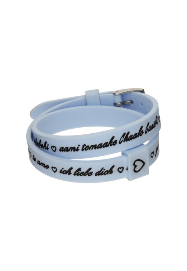 Il MEZZOMETRO Mod. I LOVE YOU SILVER BUCKLE EDITION - LIGHT BLUE - Bracciale in silicone/silicone bracelet