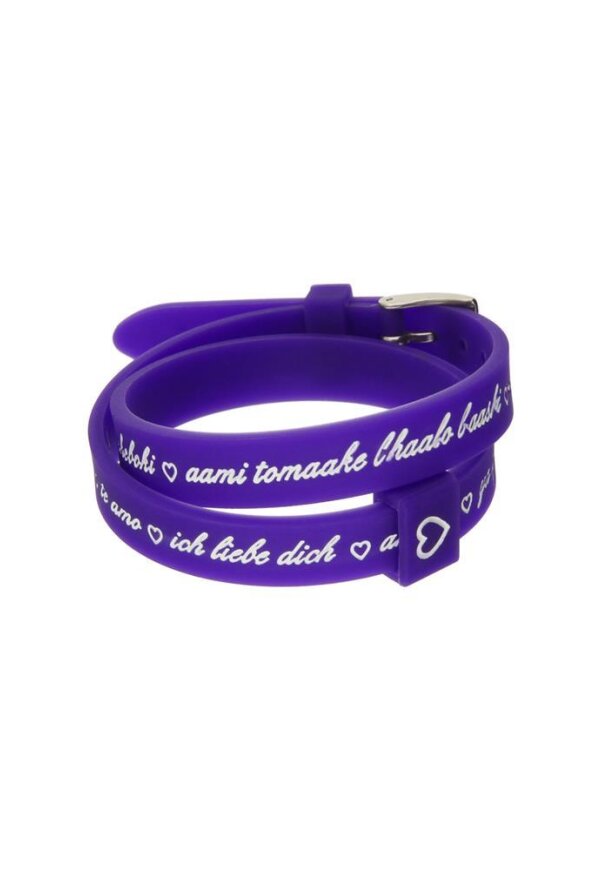 Il MEZZOMETRO Mod. I LOVE YOU SILVER BUCKLE EDITION - PURPLE - Bracciale in silicone/silicone bracelet