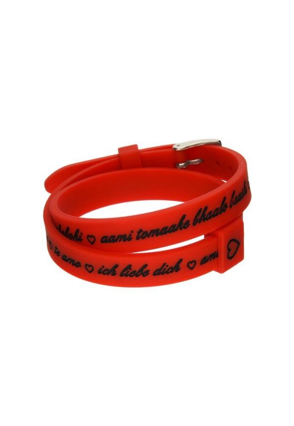 Il MEZZOMETRO Mod. I LOVE YOU SILVER BUCKLE EDITION - RED - Bracciale in silicone/silicone bracelet