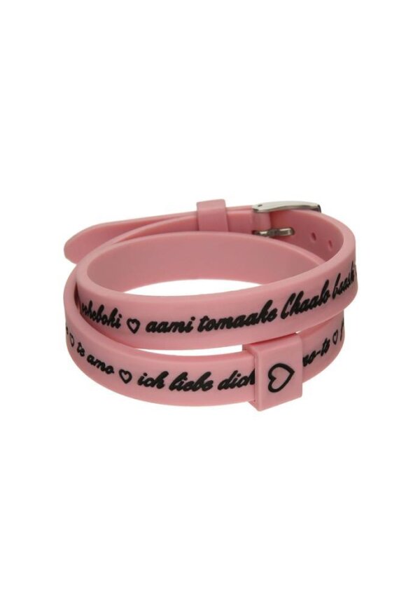 Il MEZZOMETRO Mod. I LOVE YOU SILVER BUCKLE EDITION - PINK - Bracciale in silicone/silicone bracelet