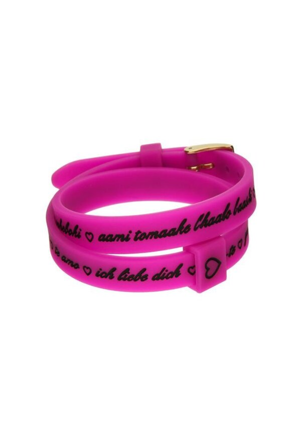 Il MEZZOMETRO Mod. I LOVE YOU GOLD BUCKLE EDITION - FUCHSIA - Bracciale in silicone/silicone bracelet