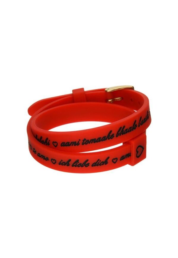 Il MEZZOMETRO Mod. I LOVE YOU GOLD BUCKLE EDITION - RED - Bracciale in silicone/silicone bracelet