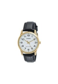 CASIO COLLECTION Mod. 3H GOLD, BLACK LEATHER - WHITE