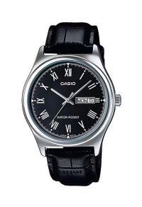 CASIO COLLECTION Mod. DAY DATE Steel Black Romans, Leather