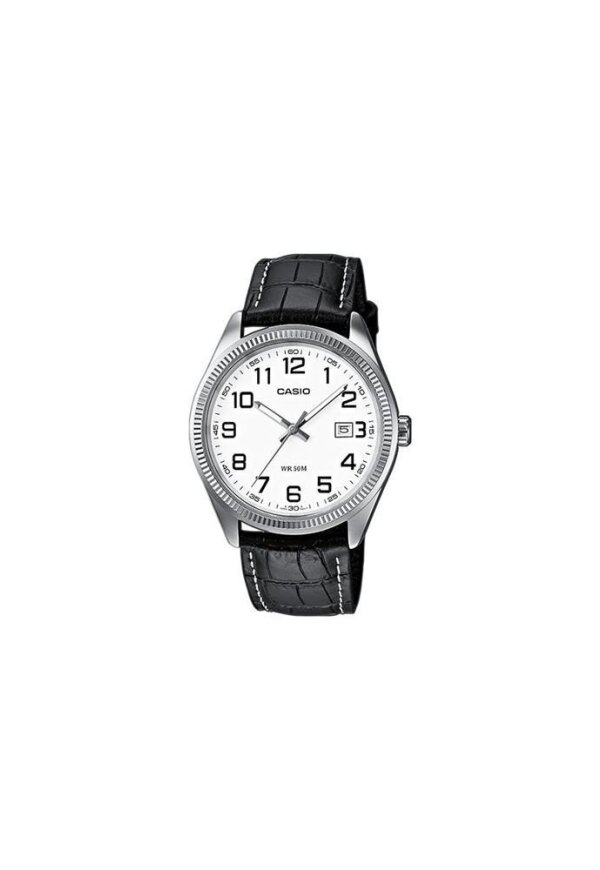 CASIO COLLECTION Mod. DATE, LEATHER - WHITE, NUMBERS