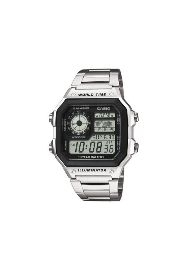 CASIO SPORT Mod. WORLD TIME ILLUMINATOR 5 ALARMS - FUTURE CLASSIC COLLECTION - SILVER STEEL