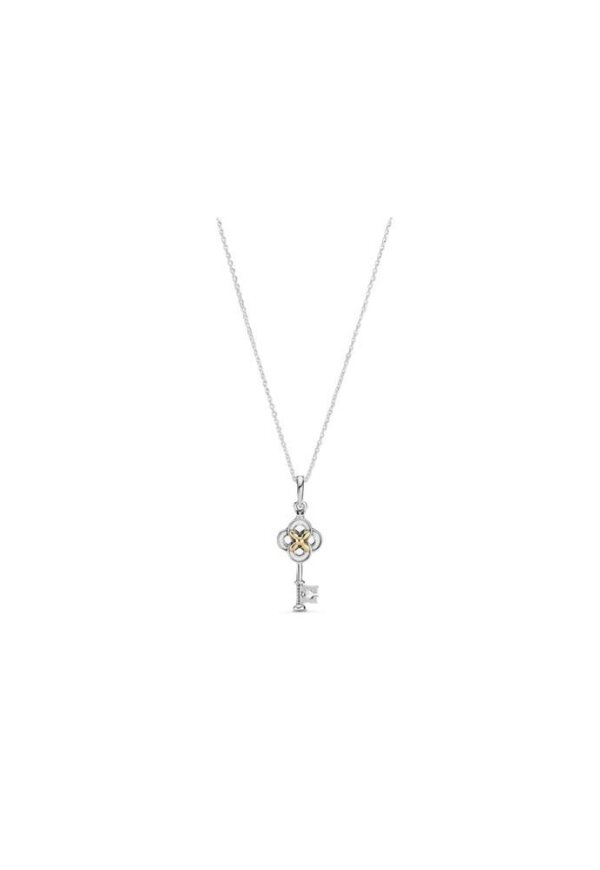 PANDORA JEWELS Mod. TWO-TONE KEY & FLOWER NECKLACE ***SPECIAL PRICE***