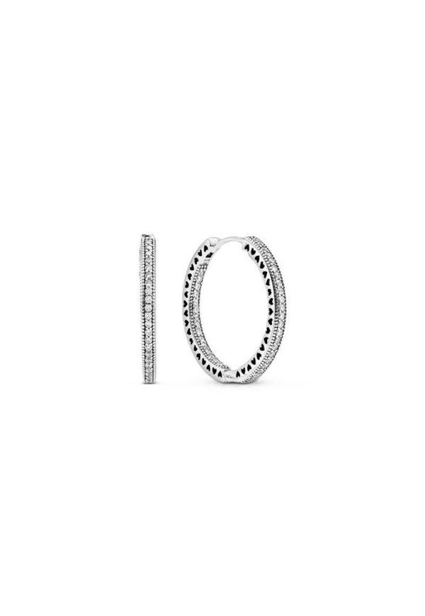 PANDORA JEWELS Mod. SILVER HOOP EARRINGS WITH CUBIC ZIRCONIA ***SPECIAL PRICE***