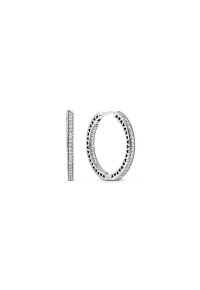 PANDORA JEWELS Mod. SILVER HOOP EARRINGS WITH CUBIC...