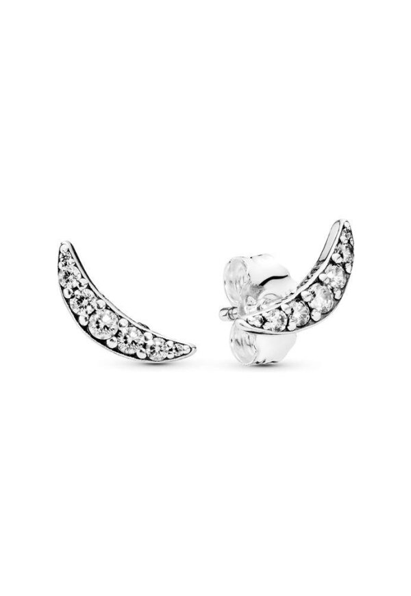 PANDORA JEWELS Mod. MOON SILVER STUD EARRINGS WITH CLEAR CUBIC ZIRCONIA ***SPECIAL PRICE***