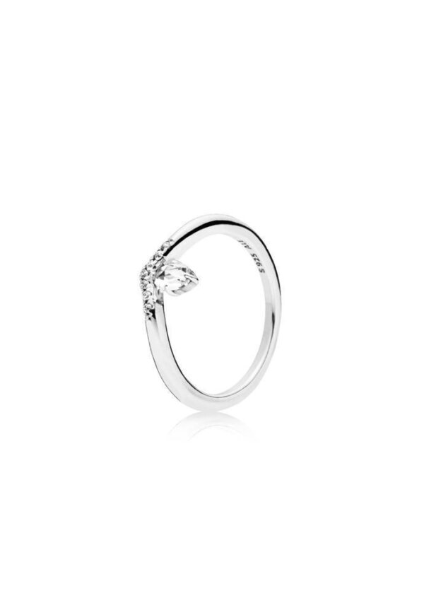 PANDORA JEWELS Mod. WISHBONE SILVER - RING WITH CLEAR CUBIC ZIRCONIA - Size 50 ***SPECIAL PRICE***