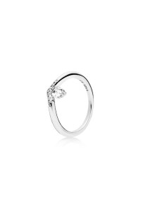 PANDORA JEWELS Mod. WISHBONE SILVER - RING WITH CLEAR...