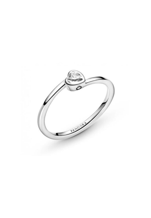 PANDORA JEWELS Mod. CLEAR TILTED HEART SOLITAIRE - RING - Size 50 ***SPECIAL PRICE***