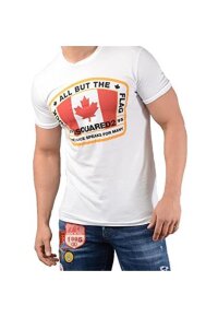 Dsquared2 Cool T-Shirt Weiß Herren Canada Flaggen Logo