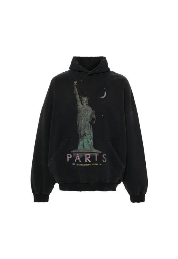 Balenciaga Paris Liberty distressed Hoodie Schwarz Herren