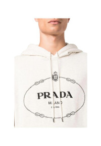 Prada Hoodie mit Logo-Print  Weiß Herren