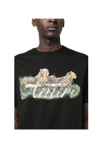 AMIRI Cheetah Logo Print T-Shirt Schwarz Herren