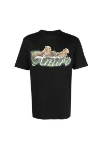 AMIRI Cheetah Logo Print T-Shirt Schwarz Herren