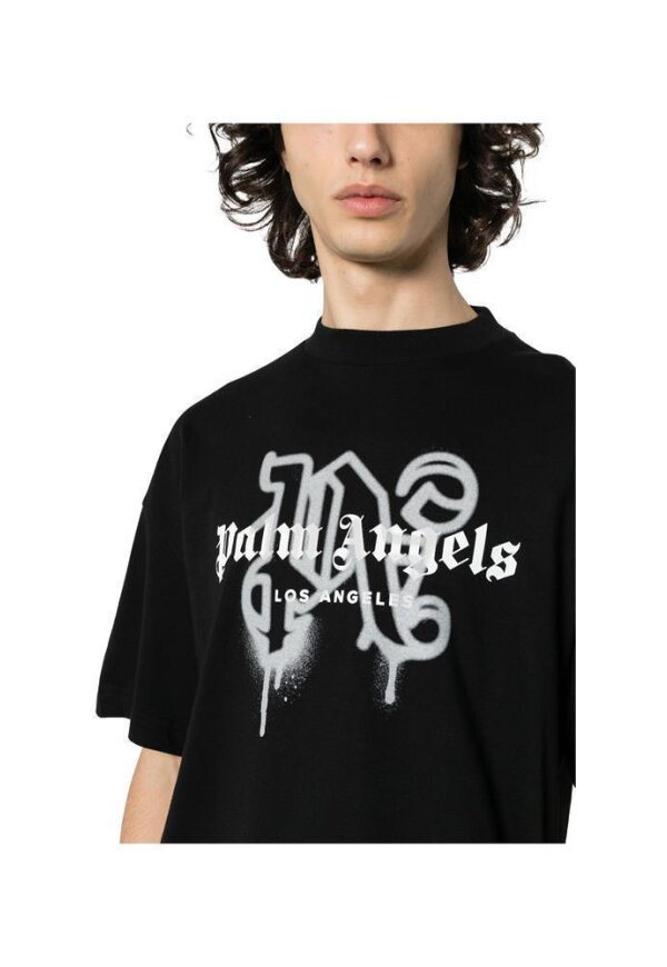 Palm Angels Los Angeles Monogram Print T-Shirt Schwarz Herren