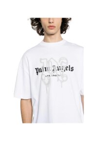 Palm Angels Los Angeles Monogram Print T-Shirt Weiß Herren