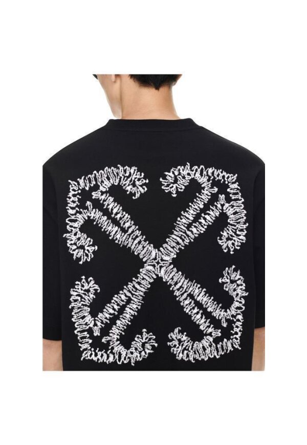 Off-White T-Shirt mit Tattoo Arrow-Stickerei Schwarz Herren