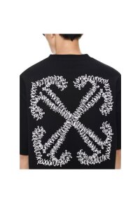 Off-White T-Shirt mit Tattoo Arrow-Stickerei Schwarz Herren