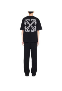 Off-White T-Shirt mit Tattoo Arrow-Stickerei Schwarz Herren