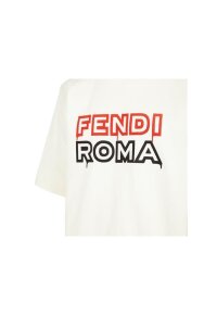 FENDI Logo Print T-Shirt  aus Baumwolle Weiß Herren