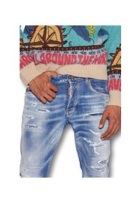 Dsquared2 Light Sandy Slash Wash Skater Jeans Blau Herren