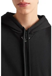 Prada Kapuzenpullover aus Baumwollfleece Schwarz Herren