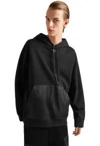 Prada Kapuzenpullover aus Baumwollfleece Schwarz Herren