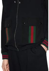 Gucci Jacke mit Kapuze mit Web Schwarz Herren