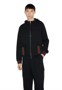 Gucci Jacke mit Kapuze mit Web Schwarz Herren