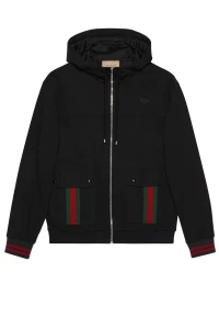 Gucci Jacke mit Kapuze mit Web Schwarz Herren