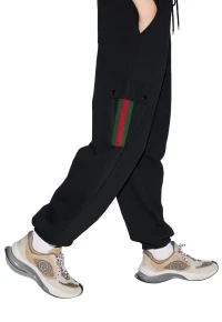 Gucci Jogginghose aus Baumwolljersey mit Web Schwarz Herren