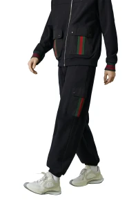 Gucci Jogginghose aus Baumwolljersey mit Web Schwarz Herren