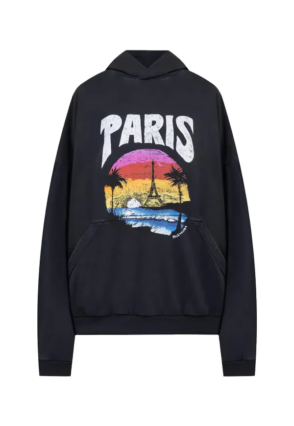 Balenciaga Paris Tropical Hoodie Schwarz Herren