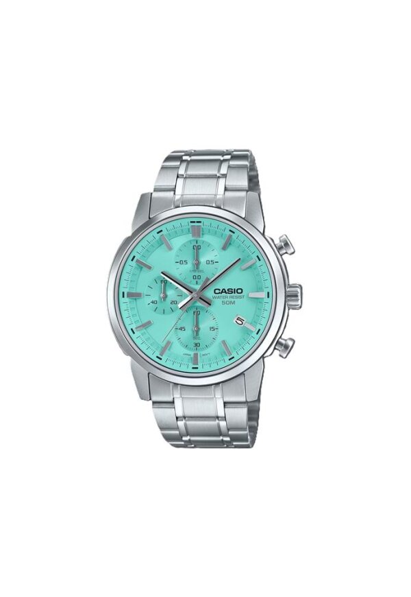 CASIO COLLECTION Mod. CHRONO DATE SILVER AQUA