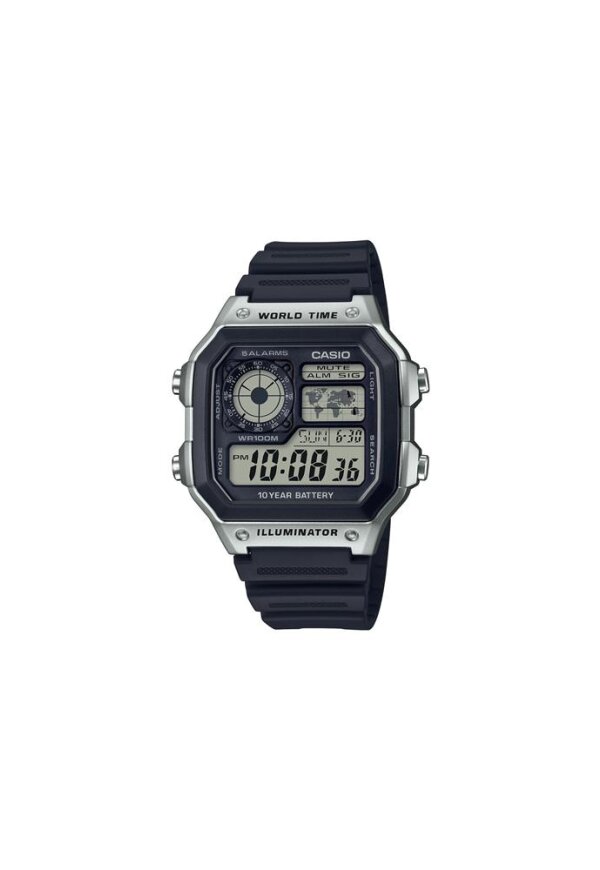 CASIO SPORT Mod. CASIO SPORT Mod. WORLD TIME ILLUMINATOR 5 ALARMS - FUTURE CLASSIC COLLECTION - BLACK SILVER